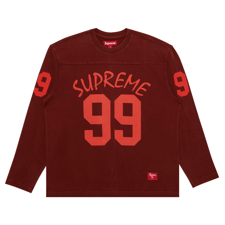 Supreme 99 Long Sleeve Football Top Maroon