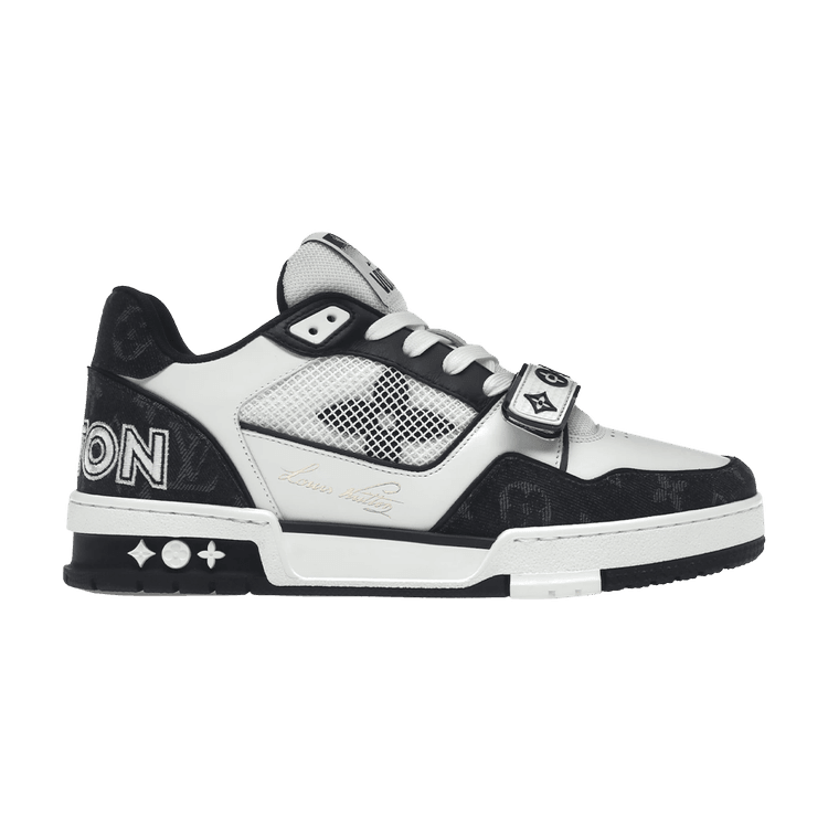 Louis Vuitton LV Trainer Velcro Strap Monogram Denim Black White - Side Kicks