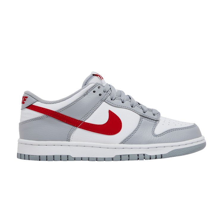 Nike Dunk Low White Wolf Grey University Red (GS) - Side Kicks