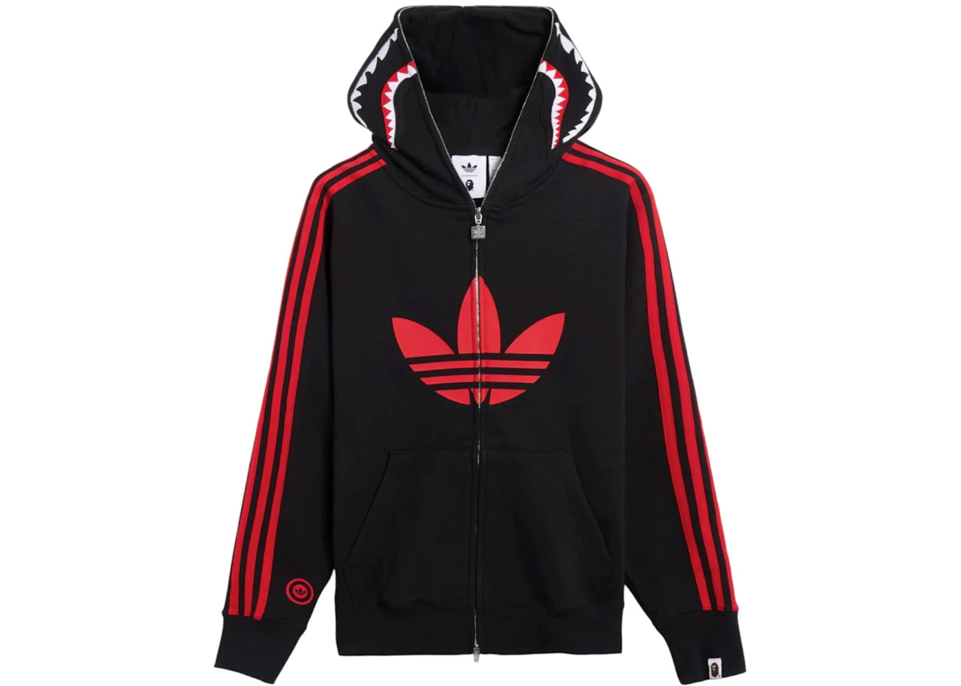 BAPE x adidas Shark Fleece Full Zip Hoodie Black – Side Kicks