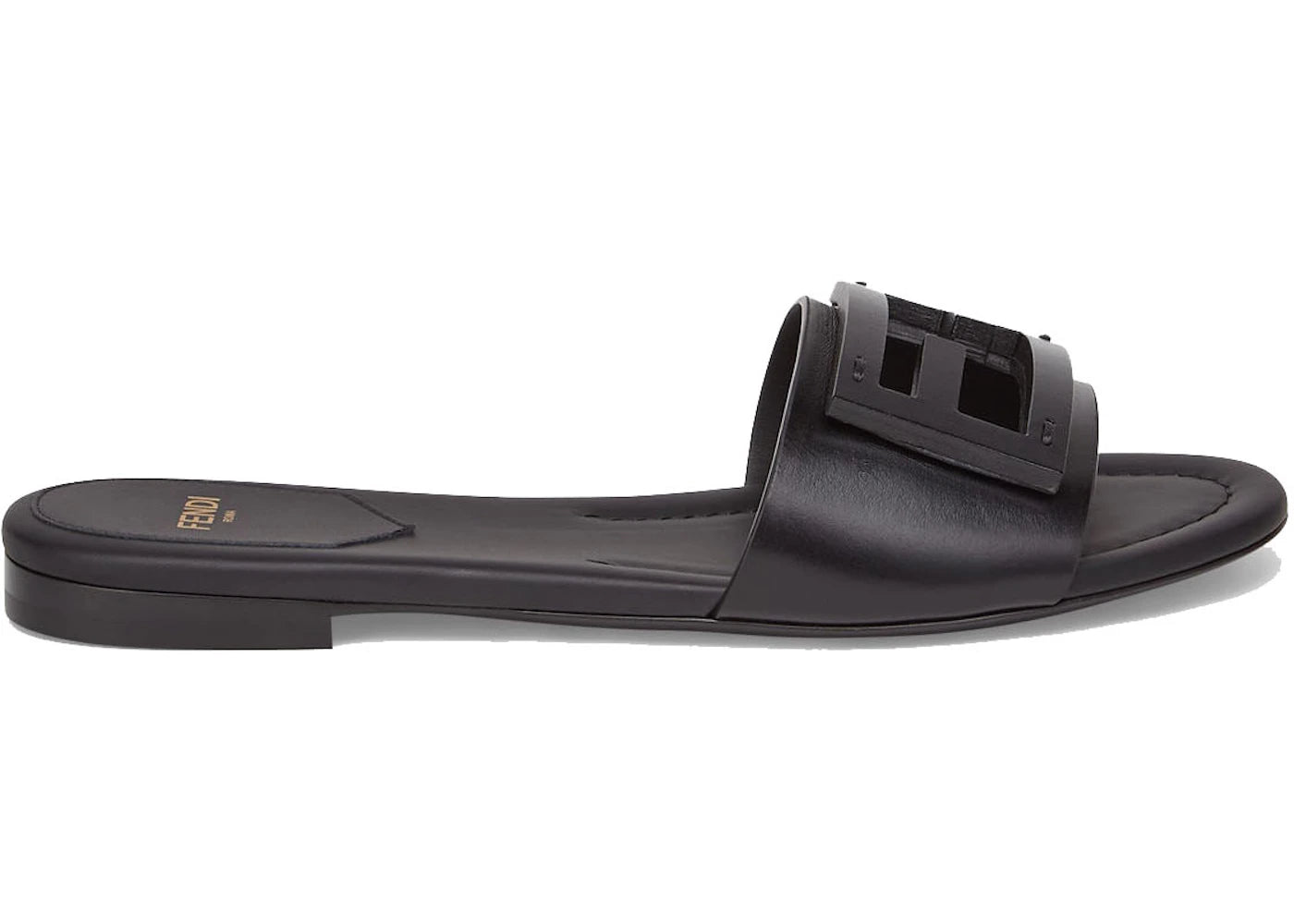 FENDI BAGUETTE SLIDES WOMEN IN BLACK CALFSKIN