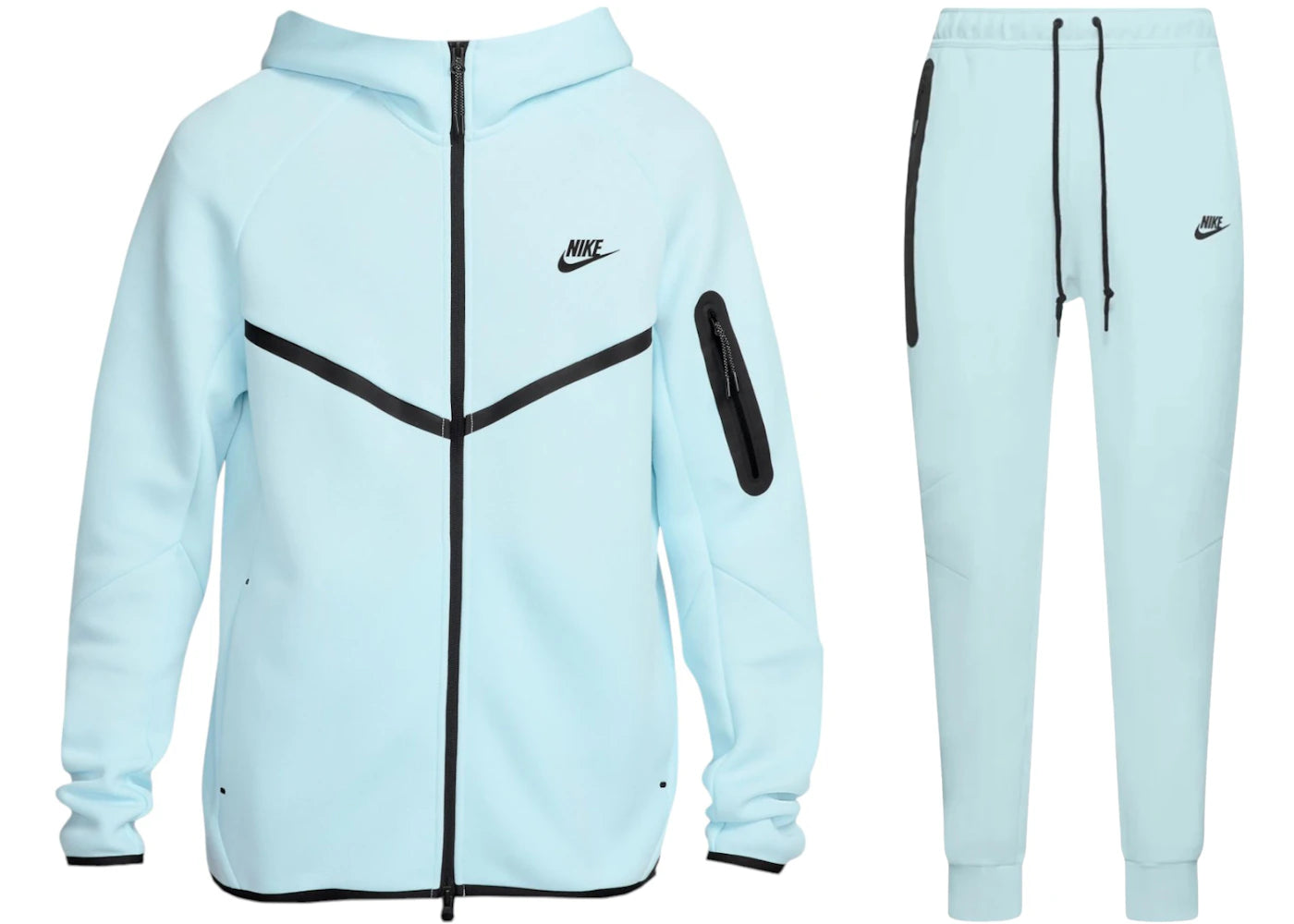 Nike Sportswear Tech Fleece Full Zip Hoodie Jogger Set Glacier