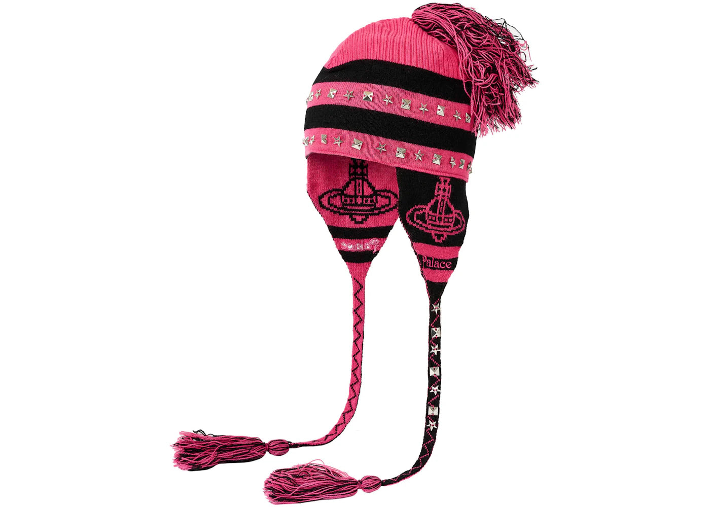 Palace x Vivienne Westwood Orb Knit Earflap Beanie Pink/Black