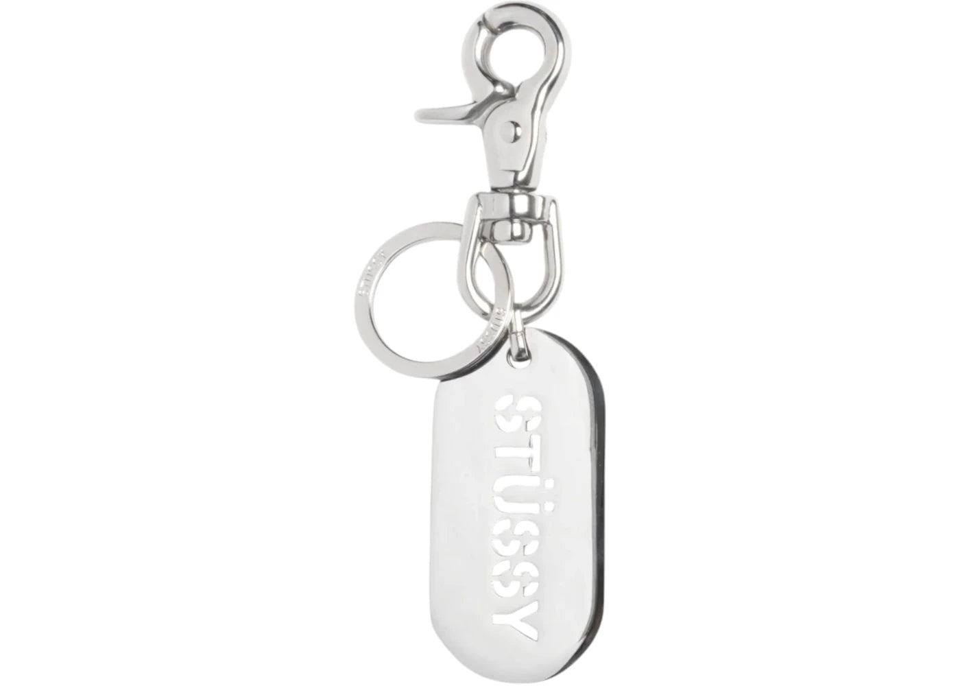 Stussy Metal Tag Keychain Silver – Side Kicks