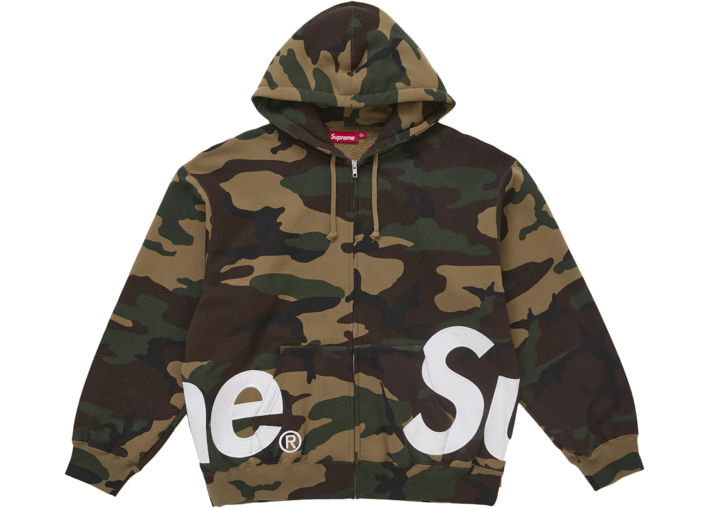 Supreme Big Logo Zip Up Hooded Sweatshirt Woodland Camo – Side Kicks