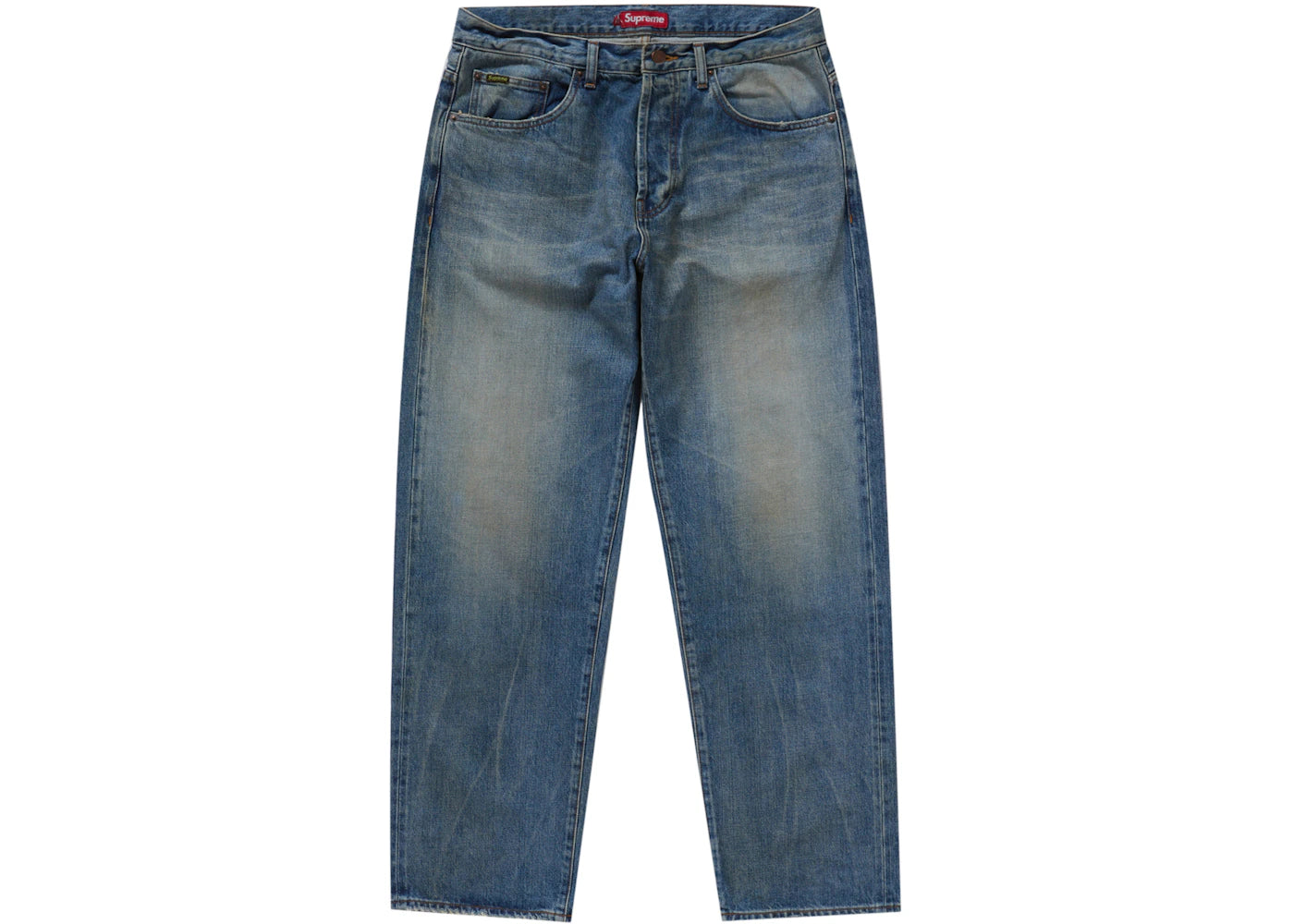 Supreme Distressed Loose Fit Selvedge Jean (FW24) Washed Indigo 