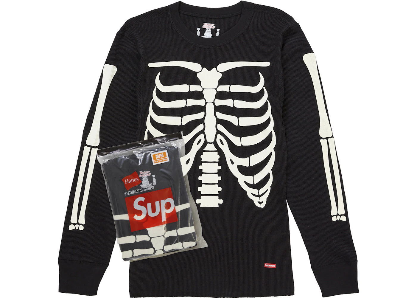 Supreme Hanes Bones Thermal Crew FW25 (1 Pack) Black – Side Kicks