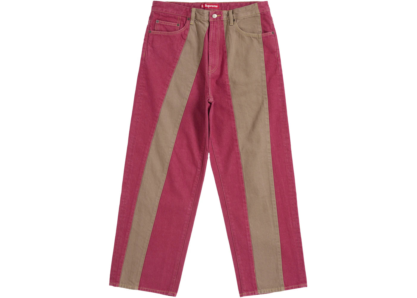 Supreme Paneled Stripe Baggy Jean Red – Side Kicks