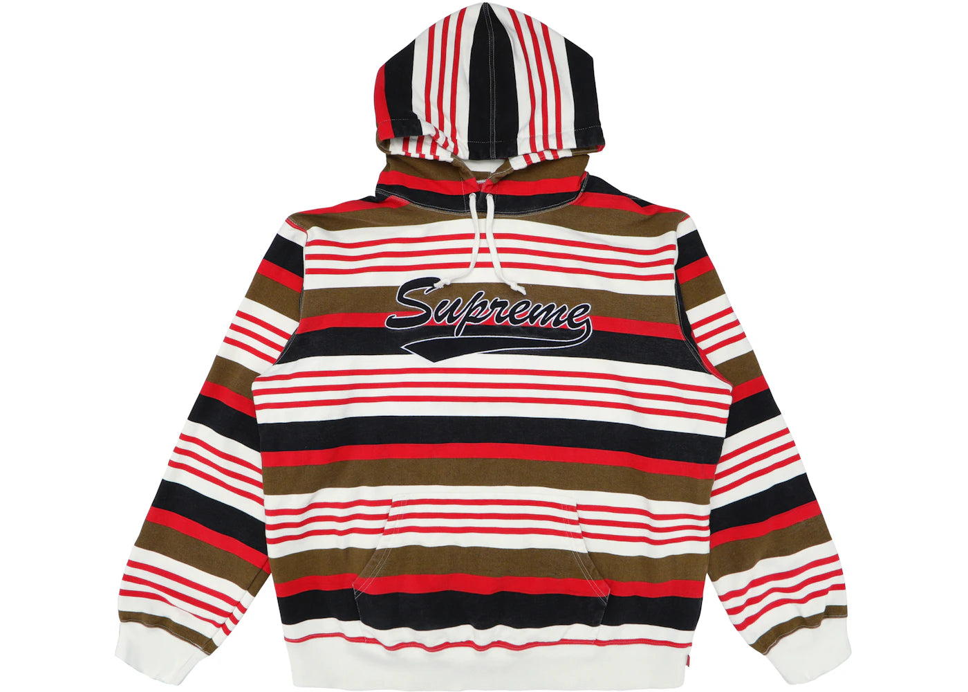 Supreme Striped Hooded Sweatshirt Red – Side Kicks