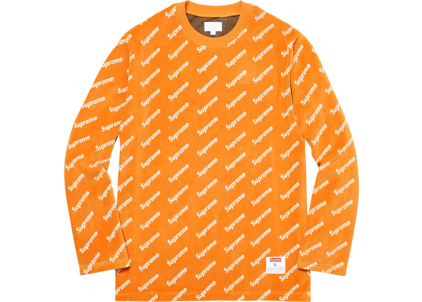supreme velour diagonal logo L/S top Diagonal Logo Velour Side Red 