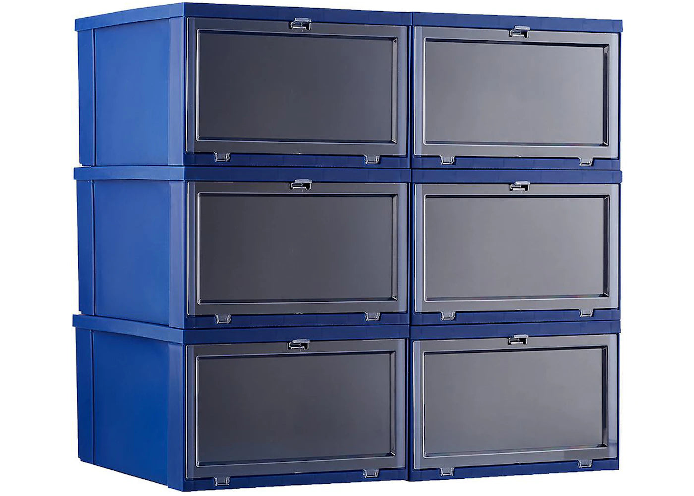 The Container Store Large Drop Front Sneaker Storage Box 6-Pack Blue ...