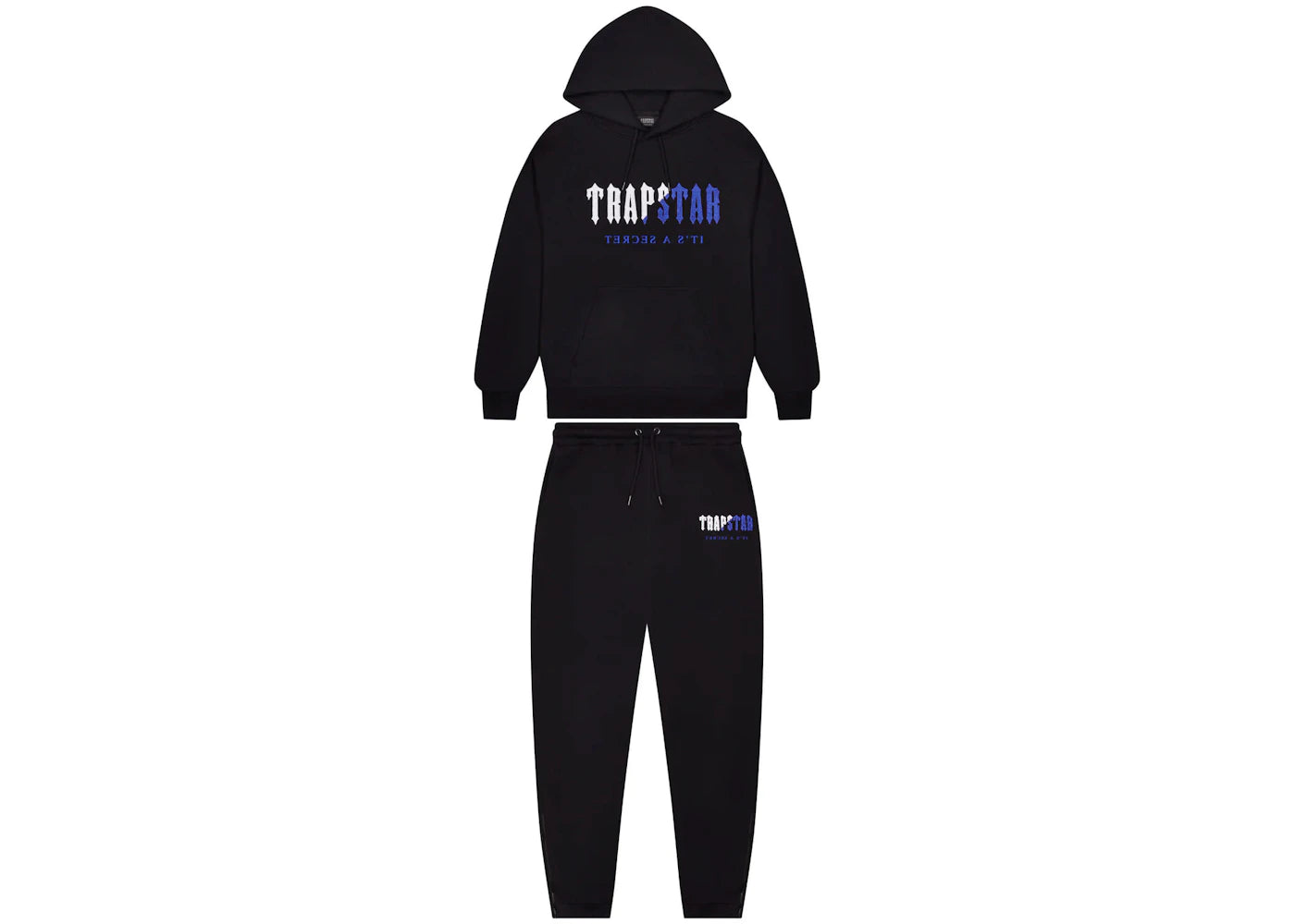 Trapstar Chenille Decoded Hoodie Tracksuit Black/Blue – Side Kicks