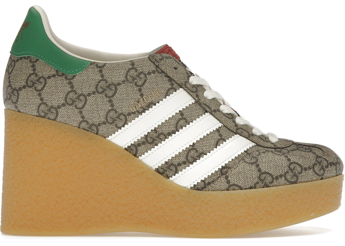adidas x Gucci Gazelle Wedge Beige GG Monogram (Women's) Side Kicks adidas x Gucci Gazelle Wedge Beige GG Monogram (Women's) Side Kicks