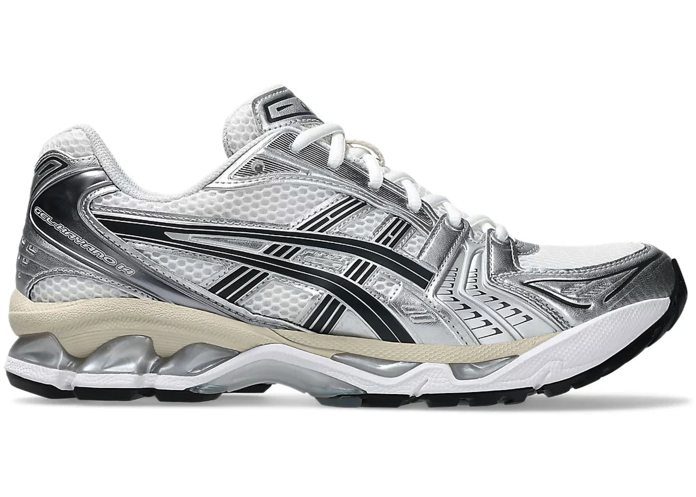 靴 ASICS GEL-KAYANO 14 WHITE/GRAPHITE GREY ASICS Gel-Kayano 14 White Graphite Grey – Side Kicks