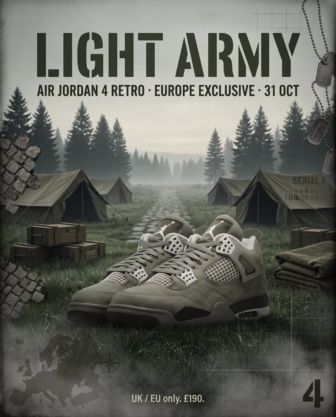 Europe Only, Olive Over: Air Jordan 4 'Light Army' Lands As A UK / EU Regional Exclusive For Halloween