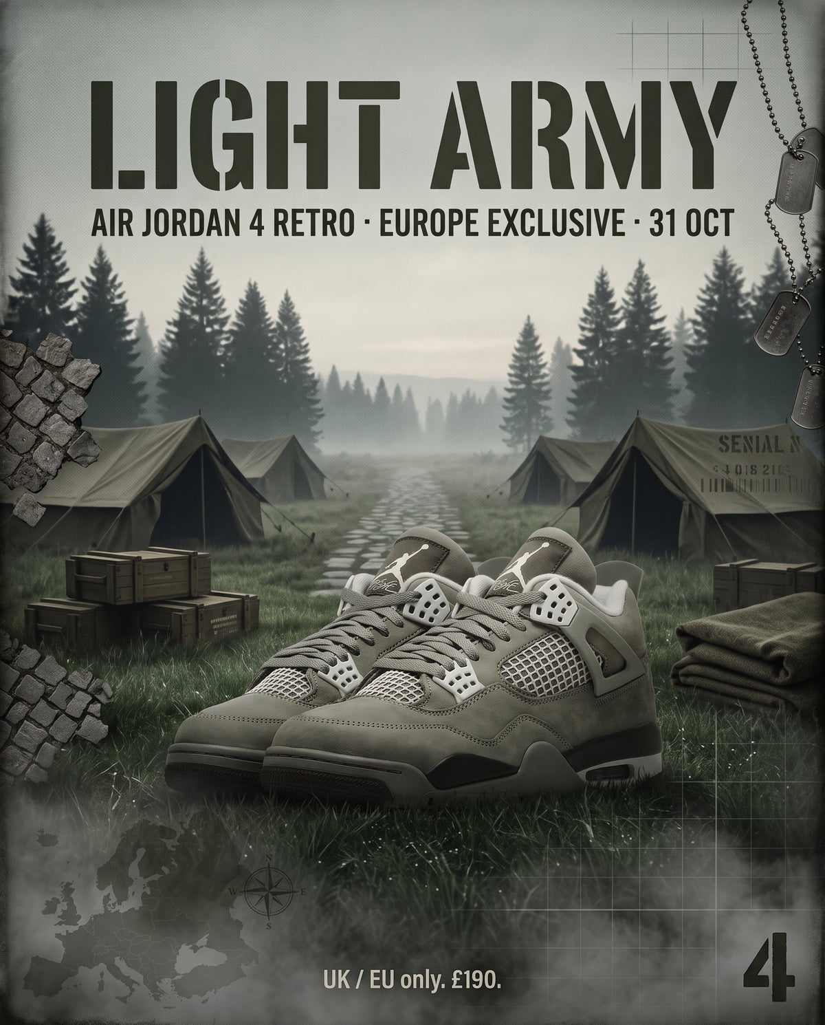 Europe Only, Olive Over: Air Jordan 4 'Light Army' Lands As A UK / EU Regional Exclusive For Halloween