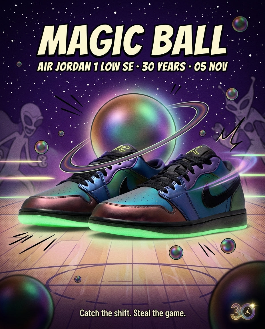 Monstars Energy On A Low Top: Air Jordan 1 Low SE 'Magic Ball' Lands For Space Jam's 30th Anniversary