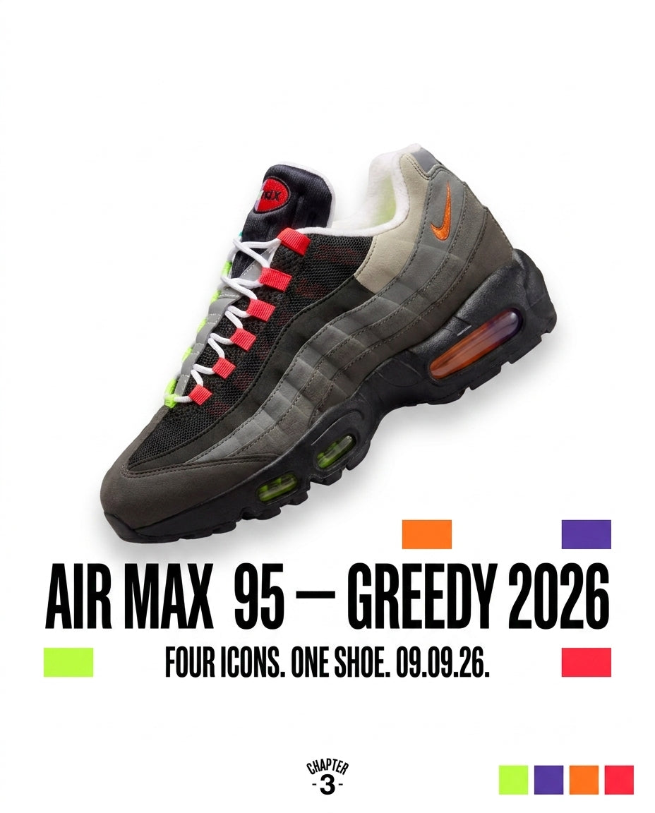 Four Icons, One Silhouette: The Nike Air Max 95 Big Bubble 'Greedy 2026' Arrives