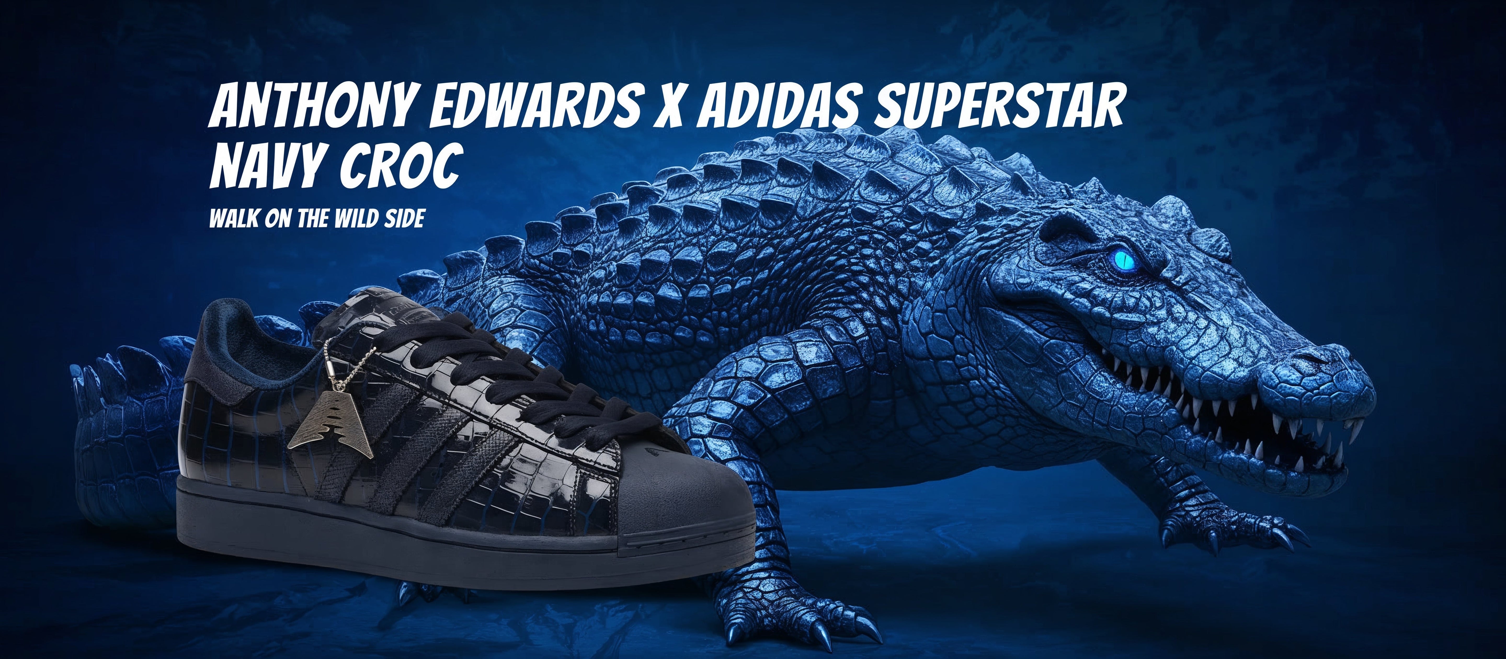 Anthony Edwards x adidas Superstar Navy Croc Releases 31st Jan