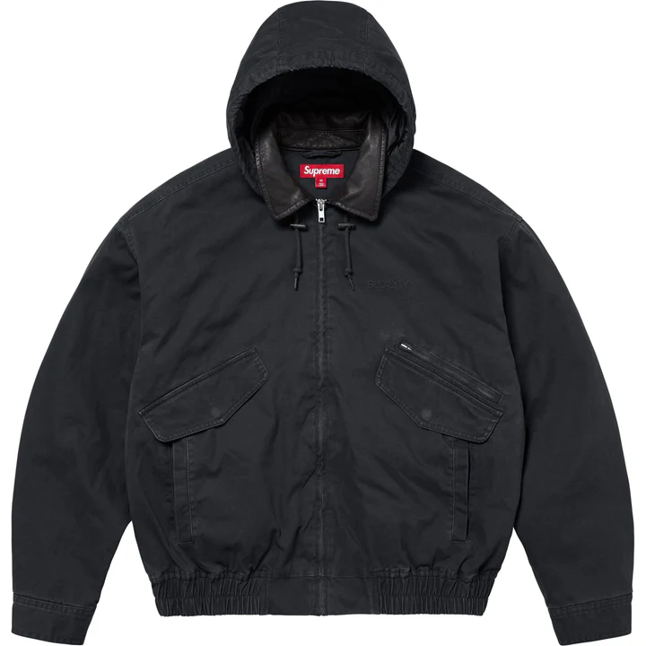 Supreme Leather Collar Utility Jacket FW24 Stone Men's - FW24 - US