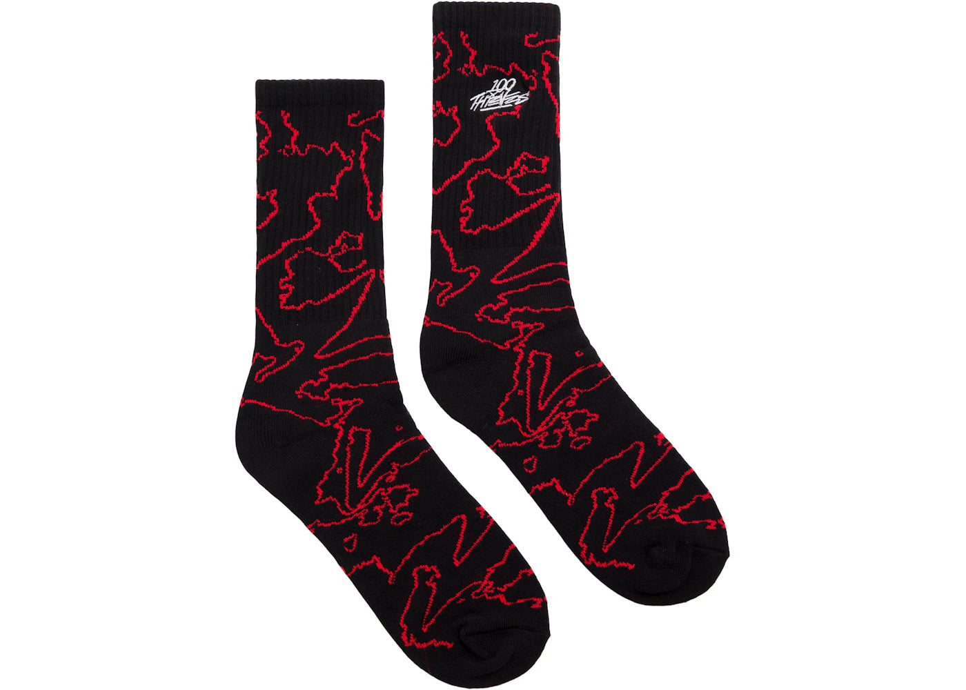 100 Thieves Foundations Geoprint Socks Black/Red