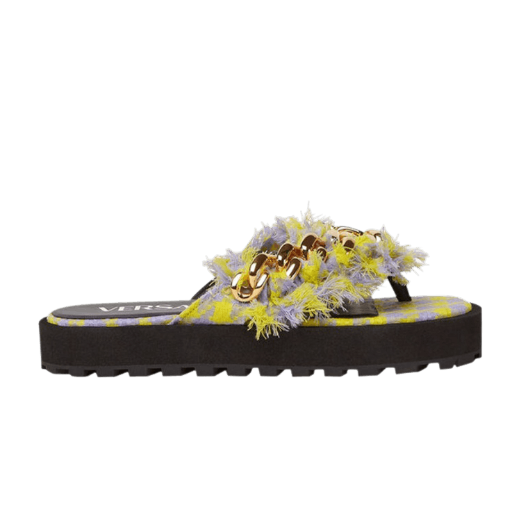 Versace Chain Embellished Platform Sandal Black Yellow (Women's)