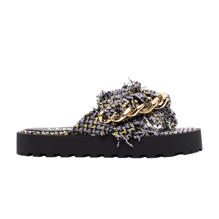 Versace Chain Embellished Platform Sandal Black Multicolor (Women's)