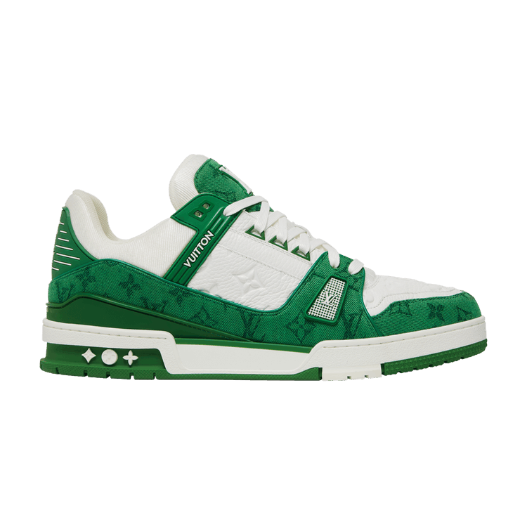 Louis Vuitton Trainer Green Monogram Denim White - Side Kicks