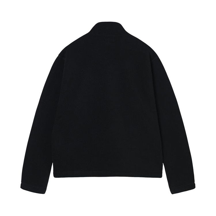 Stussy Half Zip Mock Neck Fleece-Lined Pullover Black