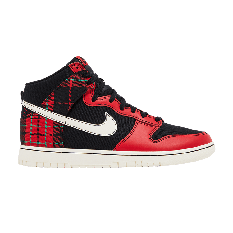 Nike Dunk High SE Tartan Plaid Black University Red