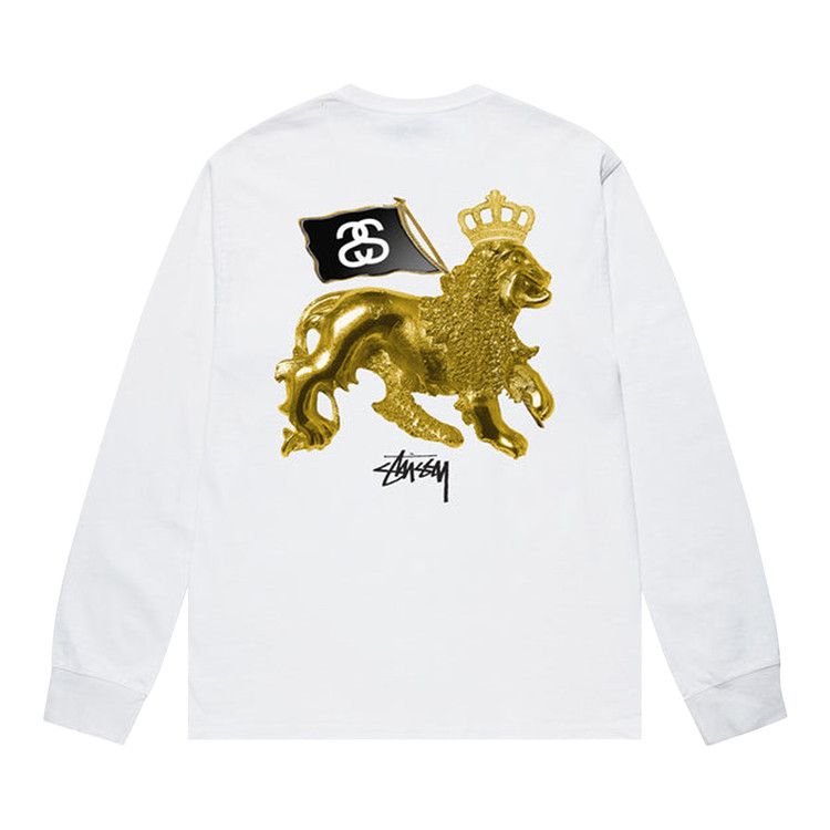 Stussy Gold Lion LS Tee White