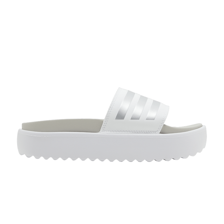 adidas Adilette Platform Slides Cloud White Zero Metalic Grey