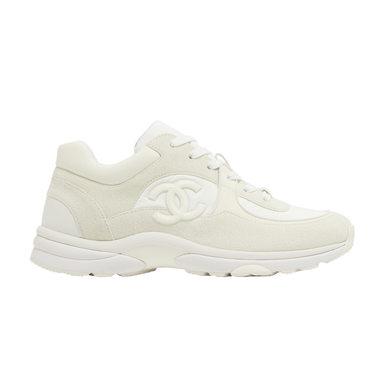 Chanel Low Top Trainer Reflective White Suede