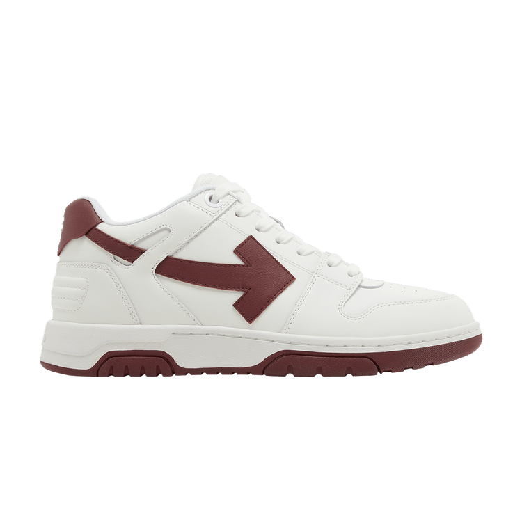 OFF-WHITE Out Of Office OOO Low Tops White Dark Burgundy