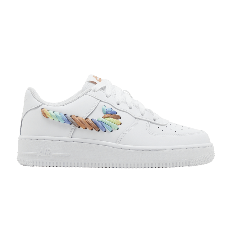 Nike Air Force 1 Low White Rainbow Lace Swoosh (GS)