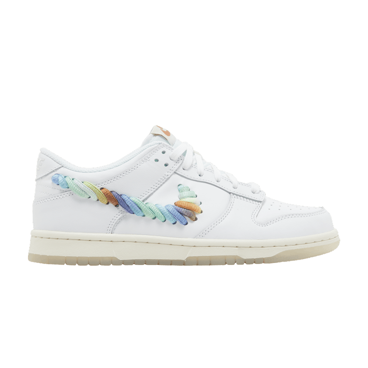 Nike Dunk Low SE Rainbow Lace Swoosh White (GS)