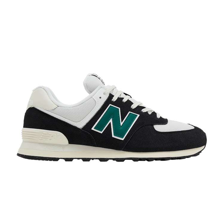 New Balance 574 Black White Marsh Green