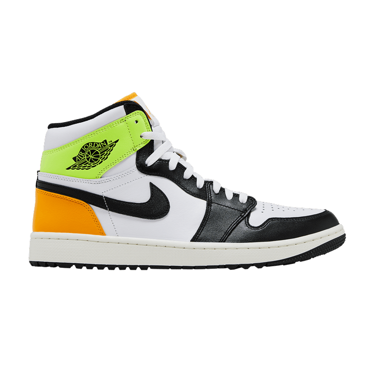 Jordan 1 Retro High Golf White University Gold Volt Black