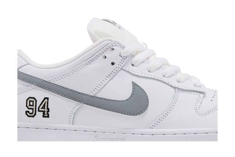 Nike SB Dunk Low Supreme 94 White Metallic Silver
