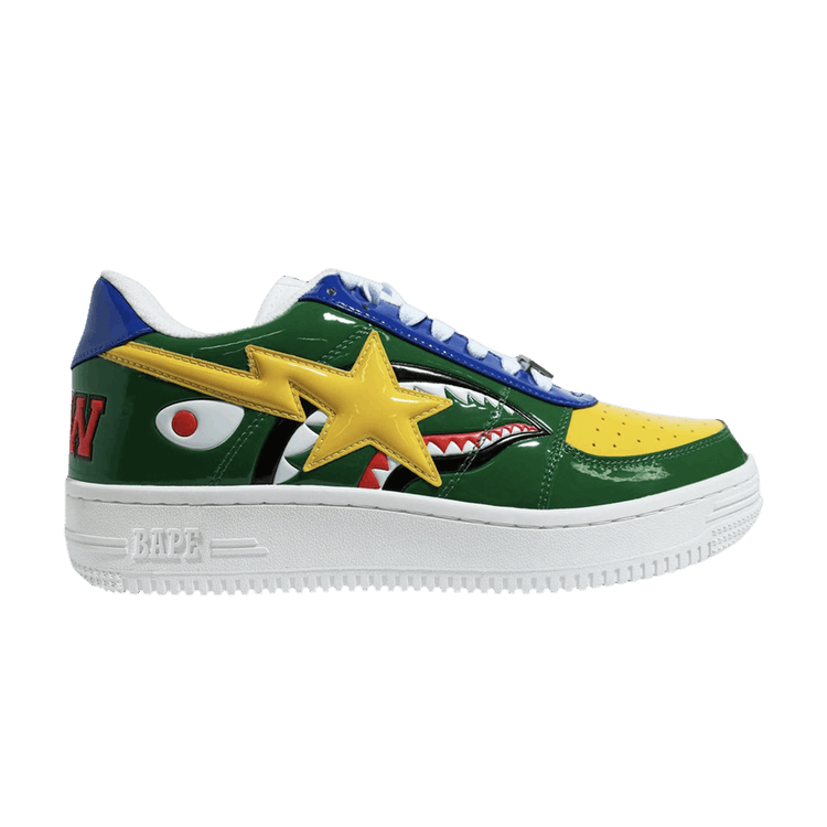 A Bathing Ape Bape Sta Low M2 20th Anniversary Patent Green Shark