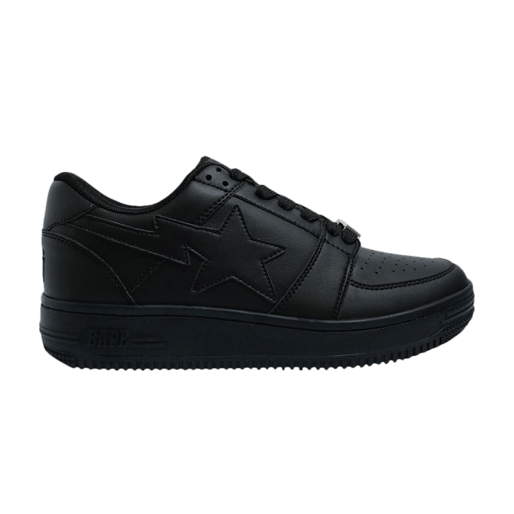 A Bathing Ape Bape Sta Low Black Leather 20th Anniversary