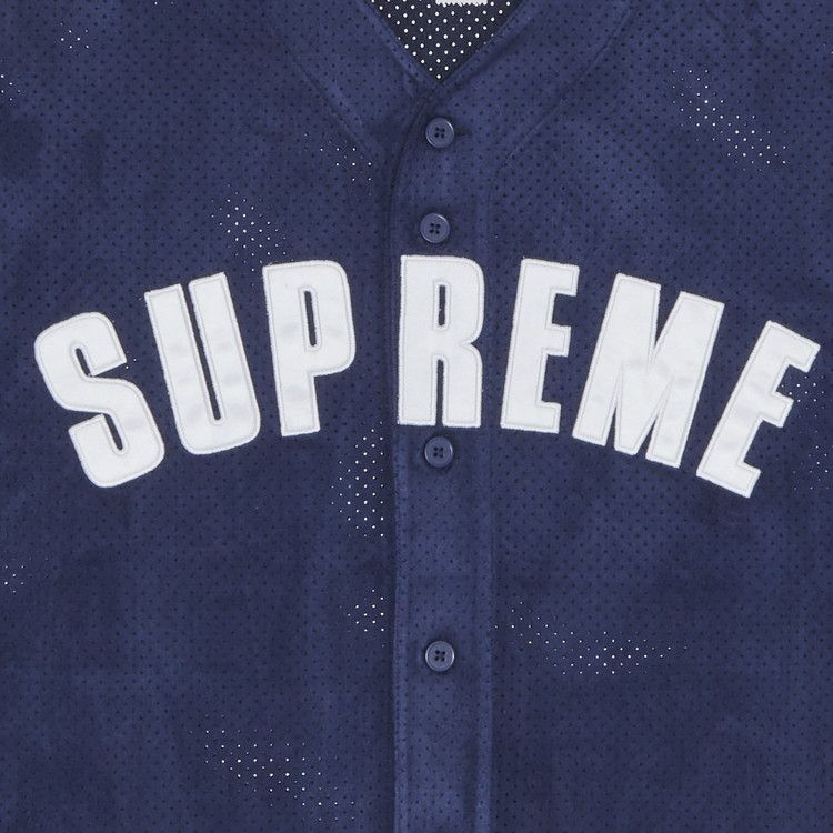 Supreme Ultrasuede Mesh Baseball Jersey 'Navy'