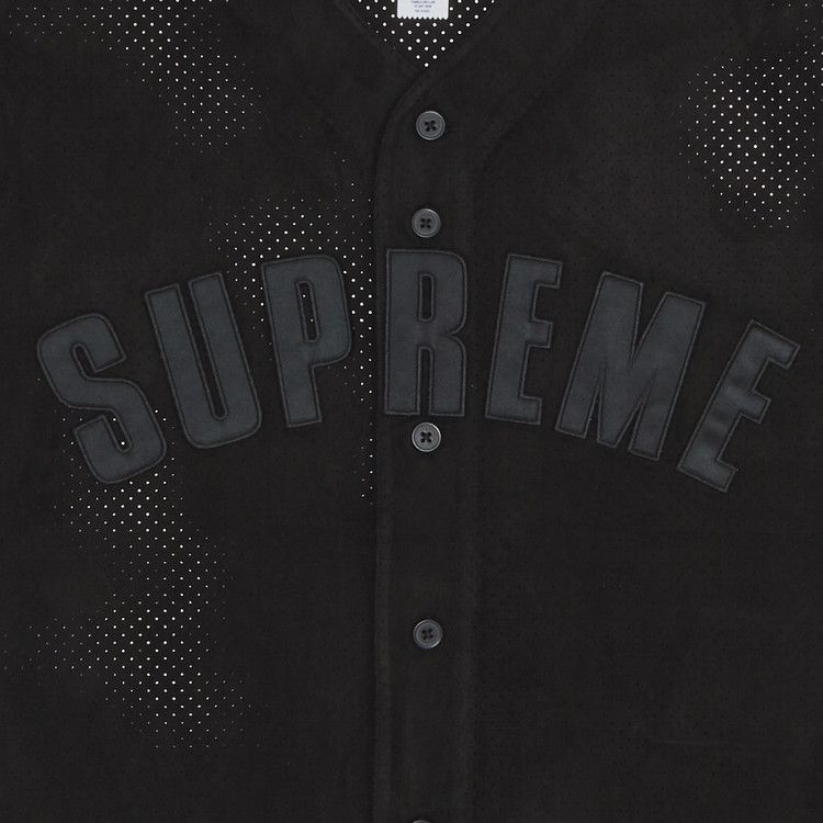 Supreme Ultrasuede Mesh Baseball Jersey 'Black'