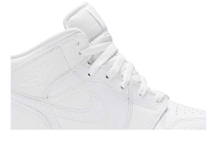 Jordan 1 Mid Triple White Tumbled Leather (GS)