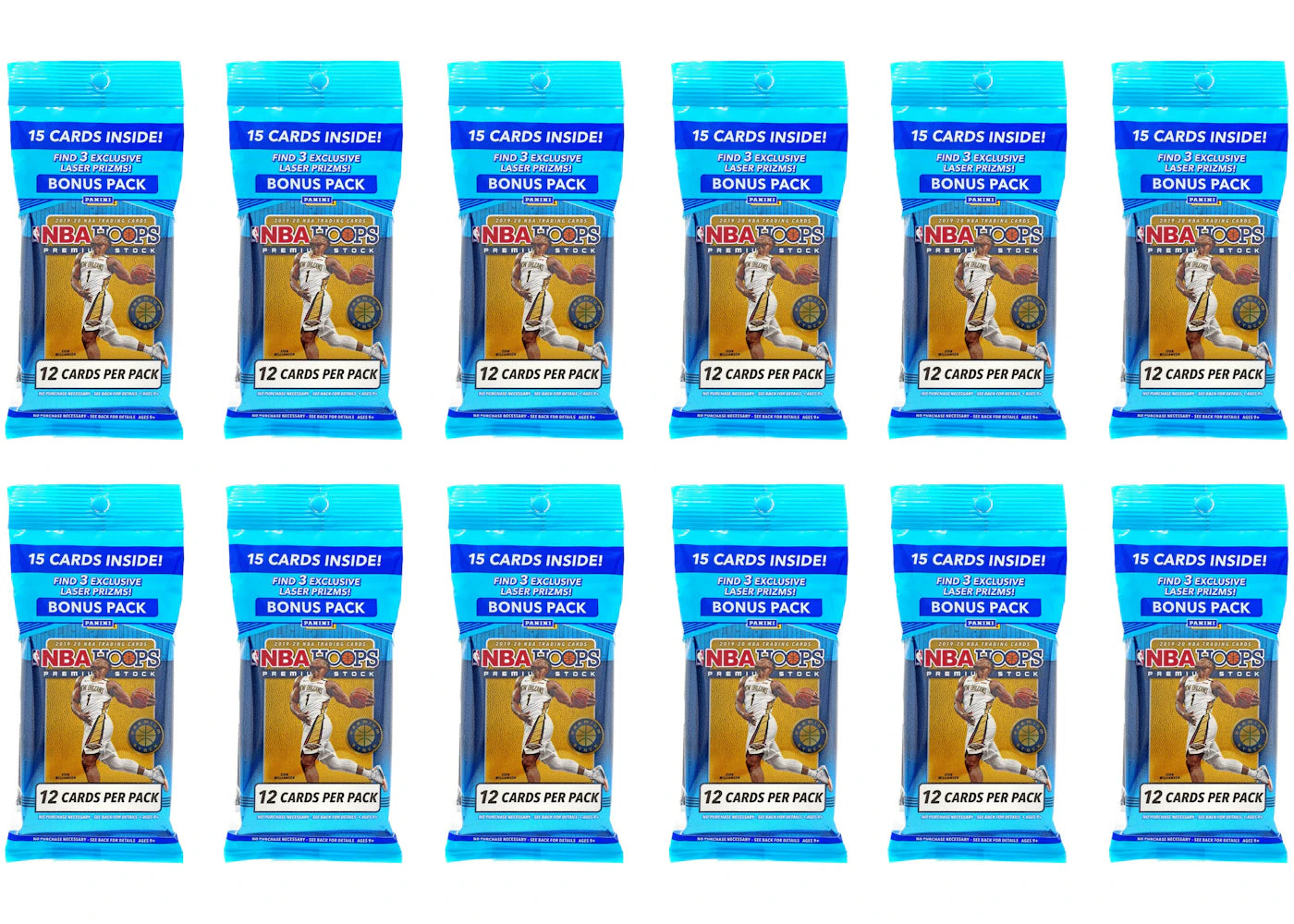 2019-20 Panini Hoops Premium Stock Basketball Cello Pack 12x Lot