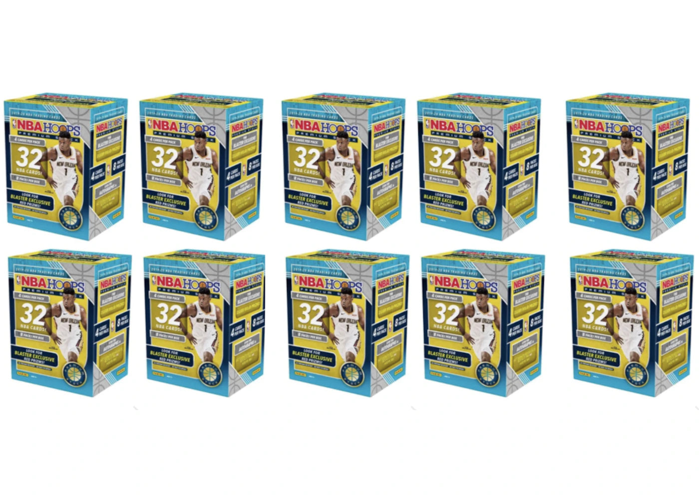 2019-20 Panini NBA Hoops Premium Stock Basketball Blaster Box 32 ct. Red Prizms 10x Lot (red or blue box)