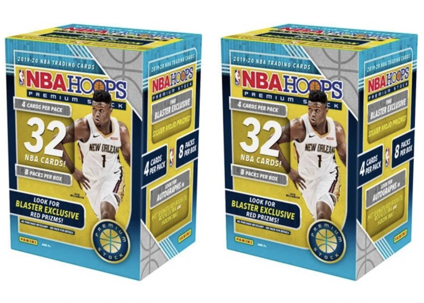 2019-20 Panini NBA Hoops Premium Stock Basketball Blaster Box 32 ct. Red Prizms 2x Lot  (red or blue box)