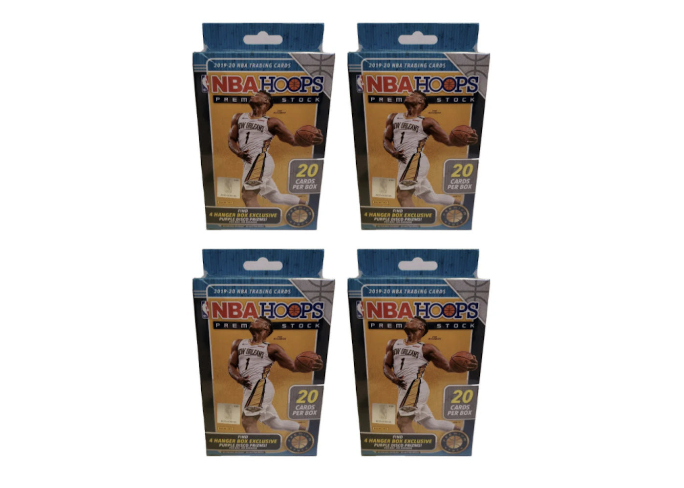 2019-20 Panini NBA Hoops Premium Stock Basketball Hanger Box 20 ct. Purple Disco Prizms 4x Lot
