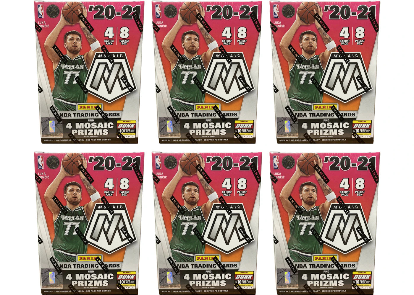 2020-21 Panini Mosaic Basketball Blaster Box 6x Lot