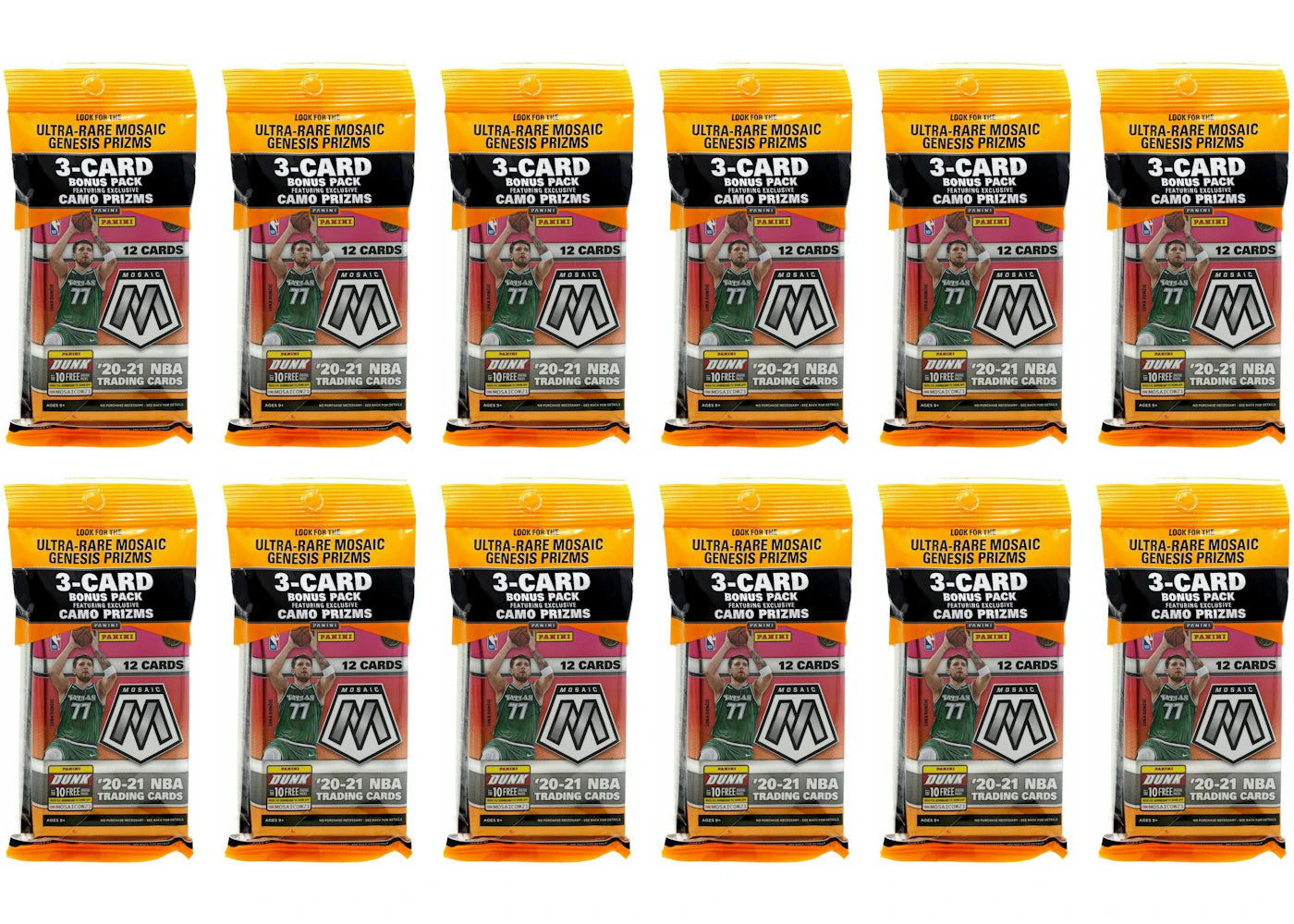 2020-21 Panini Mosaic Basketball Cello Pack 12x Lot